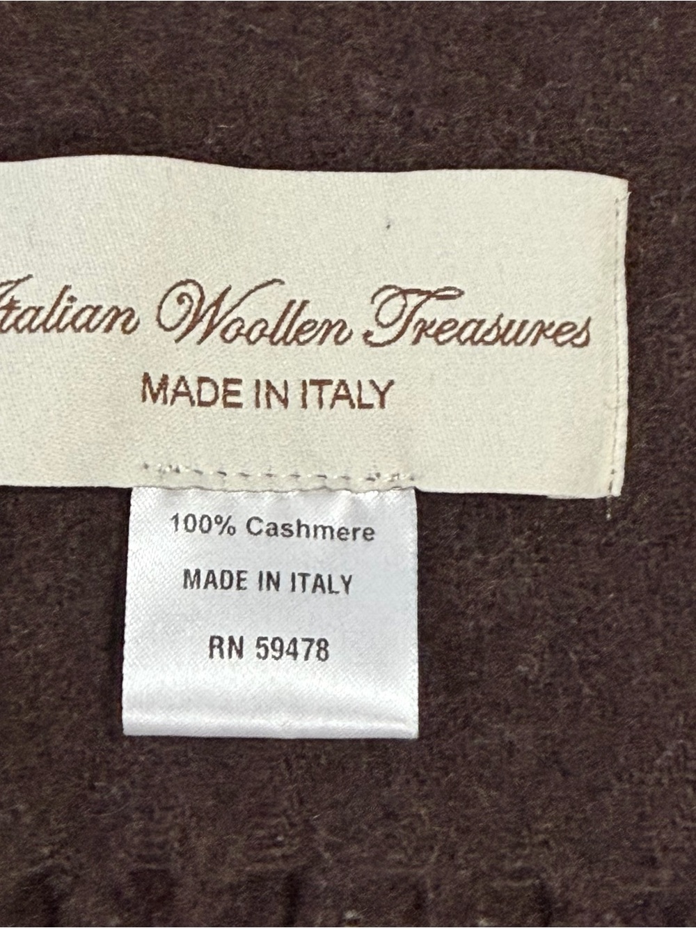 Italian Woollen Treasures Unisex Scarf Brown 100% Cashmere Made In Italy 12x72
